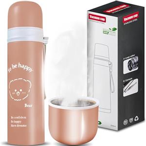 Retoo Thermos - Thermos da 500 ml, con chiusura in acciaio inox, marrone