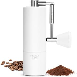 TIMEMORE Chestnut C3s PRO, macinacaffè manuale, aggiornamento del corpo interamente in metallo integrato, macinacaffè manuale con impugnatura pieghevole, per espresso e stampa francese, Bianco