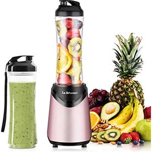 La Rêveuse Frullatore Personale Mini-size Blender con 2 Bottiglie Portatili 550ml,senza BPA,2 Coperchi da Viaggio,Mixer per Smoothie,Rosa (Pink)