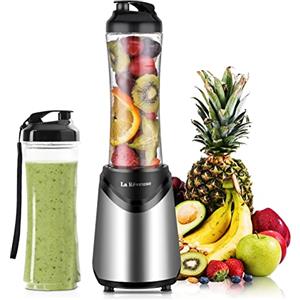 La Rêveuse Frullatore Personale Mini-size Blender con 2 Bottiglie Portatili 550ml,senza BPA,2 Coperchi da Viaggio,Mixer per Smoothie (Silver)