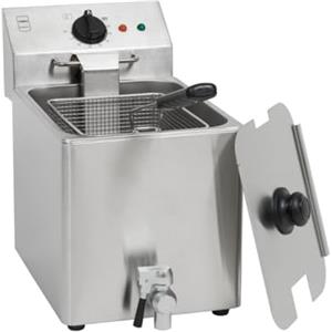 METRO Professional Friggitrice elettrica GDF3008, acciaio inox, 8L, 3250W, riscaldamento rapido, con coperchio, pannello comandi estraibile, termostato di sicurezza, zona fredda, piedini antiscivolo