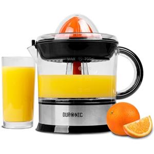 Duronic JE407 Spremiagrumi elettrico 40W, Estrattore in acciaio inox 700ml, Spremiagrumi automatico con filtro regolabile, Spremitore per agrumi con 2 coni, per succo di arancia limone lime pompelmo