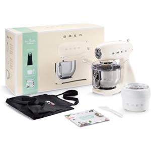 Smeg, Impastatrice Planetaria Panna SMF33CRIT Ice Cream Edition con Accessorio Gelatiera, Grambiule e Ricettario Inclusi.