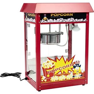 Royal Catering Macchina per Pop Corn Macchina per Fare i Pop-Corn RCPS-14 (Tetto rosso, Ciclo di Lavoro 120 s, 1.495 W, 250 °C)