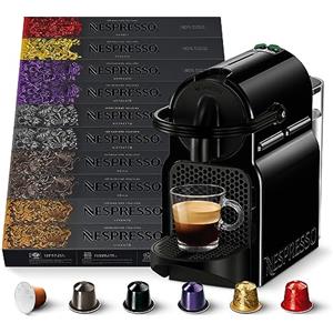 Nespresso MACCHINA INISSIA E 100 CAPSULE - Inissia EN80B Macchina Caffè di De'Longhi con 100 Capsule Caffè Selezione Ispirazione Italiana, Riciclabile, Linea Original