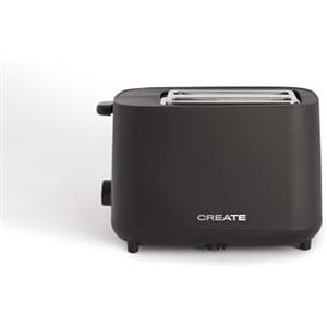 CREATE/TOAST STUDIO/Tostapane nero / 6 livelli di potenza, vassoio raccogli briciole, termostato, sbrinamento, surriscaldamento, 2 fette larghe, 750 W