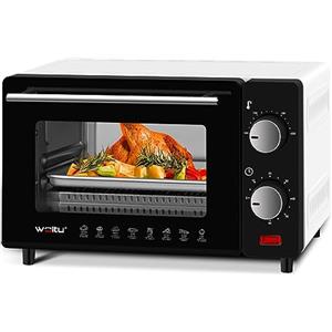 WOLTU Forno per Pizza da 10L 650W, Fornetto Elettrico, Mini Forno Elettrico con Sportello Visibile, Temperatura tra 100-230oC, Timer 0-60 Minuti, con Teglia, Griglia, Pinza, Bianco+Nero, BF16wsz