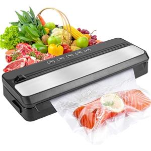 HoYLluDLL Sigillante per Vaccini Macchina Sottovuoto Alimenti Professionale, Food Sealer Vacuum Sealer con Modalità per Alimenti Secchi e Umidi Durevole da Usare con Taglierina Incorporata, Rotolo - Nero 8829