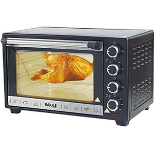 Bakaji Forno Fornetto Elettrico Ventilato Capacità 30 litri Potenza 1600W Temperatura Regolabile fino a 230° 4 Funzioni Elenti Riscaldanti in Acciaio con Luce Interna Funzione Timer Girarrosto