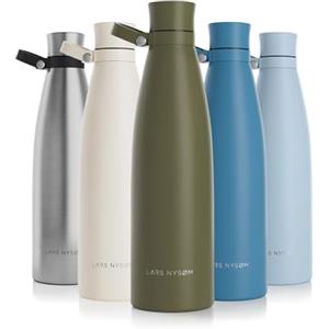 LARS NYSØM Borraccia Termica 750ml in Acciaio Inox | Bottiglia isolata Senza BPA 0.75 litro | Bottiglia d'Acqua a Tenuta stagna per Sport, Bicicletta, Cane, Bambino, (Olive Green, 750ml)