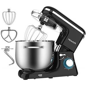 HOWORK Impastatrice Planetaria 1500W 8Litri 6 Velocità Robot da Cucina con uncino impastatore e mescolatore in alluminio, frusta in acciaio INOX, coperchio paraschizzi, Nero