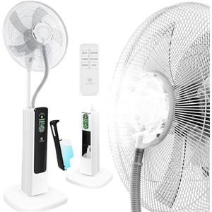 KESSER® Ventilatore da terra Frosty con acqua, nebulizzazione a ultrasuoni, raffreddamento ad acqua, telecomando incluso, funzione timer, umidificatore silenzioso, funzione nebulizzazione