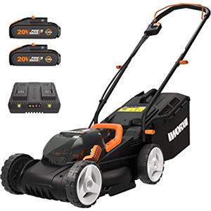 WORX 36V (40V MAX) Tagliaerba Tosaerba a Batteria WG779E, Rasaerba Elettrico con 2 Batterie 2,5Ah, Larghezza di Taglio 34 cm, 6 Regolabile in Altezza di Taglio 20-70mm, Caricatore Doppio