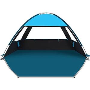 COMMOUDS Tenda da Spiaggia per 4-5 Persone, Parasole da Spiaggia UPF 50+ con Riparo Scuro, Tenda da Mare Portatile, Parasole Leggero e Facile da Montare per Spiaggia, Campeggio, Pesca