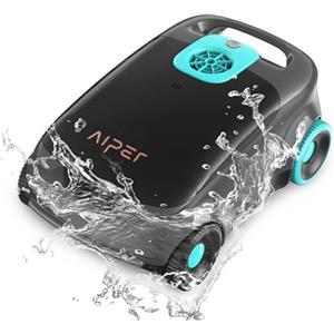 AIPER Scuba E1 Robot piscina senza fili, Sistema trimotore, Doppia filtrazione, Attivazione con un clic, Parcheggio automatico, Adatto a piscine fino a 100mq (Nero)