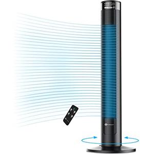 PureMate Ventola di raffreddamento oscillante da 97 CM con telecomando, 3 velocità della ventola, display a LED, 4 modalità, timer, ventola portatile Silent Floor da 45 W per la casa