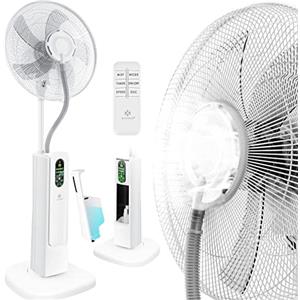 KESSER® Ventilatore da terra Frosty con acqua, nebulizzazione a ultrasuoni, raffreddamento ad acqua, telecomando incluso, funzione timer, umidificatore silenzioso, funzione nebulizzazione