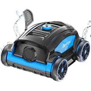 WINNY POOL CLEANER Robot Piscina con 130 Min. Pulizia, Pulitore Piscine Fuori Terra con Indicatore LED, Doppio Motore, Spazzola di Fondo, Aspirapolvere Piscina per Piscina a Fondo Piatto Fino a 100m²