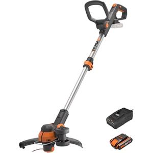 WORX 18V (20V MAX) Tagliabordi Elettrico a Batteria, Decespugliatore e Tagliabordi 2 in 1 con Filo di Taglio, Diametro di Taglio 30 cm, Velocità Variabile, 1 Batteria, WG163E.2