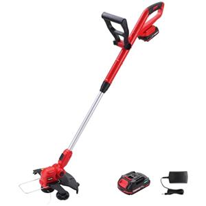 TEENO Tagliabordi a Batteria - 30 cm - 20 V - 2Ah litio taglio orli - 1 batteria - caricabatterie rapido - Tagliaerba Testata Regolabile e Maniglia Telescopica