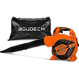 BOUDECH NIUP 26 - Soffiatore aspiratore 26cc trituratore di foglie. Soffiatore 3in1 con sacca di raccolta da 40L. Motore a scoppio 2 tempi Euro V 7500 rmp