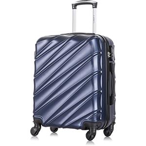 R.Leone Valigia EasyJet 56x45x25 cm Trolley Bagaglio a mano in ABS 4 Ruote 2130 (S 56x45x25cm, Blu)