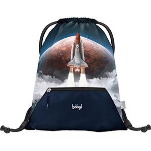 Baagl Sacca da palestra per ragazze - Sacchetti impermeabili per scarpe per bambini - Scuola e asilo Sport Bag, Space Shuttle