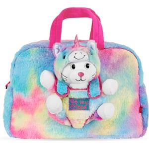 PERLETTI Borsa da Viaggio Bambina con Peluche Unicorno Kawaii - Borsone Bimba Bimbo Morbido Tracolla - Borsa Sport Multicolore Regalo Bambino 3 4 5 6 Anni - Dimensioni 27x41,5x21cm (Borsa da Viaggio)