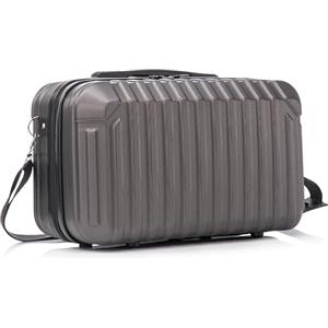 R.Leone Valigia Ryanair 40x20x25 cm Traccolla Bagaglio a mano Beauty Case in ABS 2208 (Grigio, XS Beauty case 40x20x25cm)