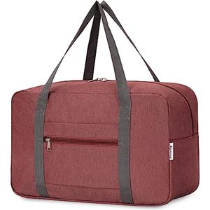 Narwey Bagaglio a Mano 40x20x25 Ryanair Borsone da Viaggio Pieghevole Borsa da Cabina Aereo Borsa Palestra Borsa Weekend (Vino Rosso)