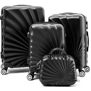 R.Leone Valigia da 1 Fino a Set 4 Trolley Rigido grande, medio, bagaglio a mano e beauty case 8 ruote in ABS 2092 (Grigio, XS Beauty case)