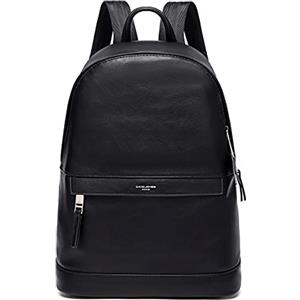 David Jones - Zaino Uomo - Borsa Zainetto Media 13 Pollici Laptop Portatile PU Pelle - Daypack Backpack Casual Elegante - Rucksack Multifunzionale Lavoro Scuola Viaggio Quotidiana - Nero