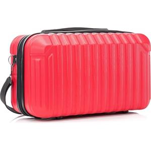 R.Leone Valigia Ryanair 40x20x25 cm Traccolla Bagaglio a mano Beauty Case in ABS 2208 (Rosso, XS Beauty case 40x20x25cm)