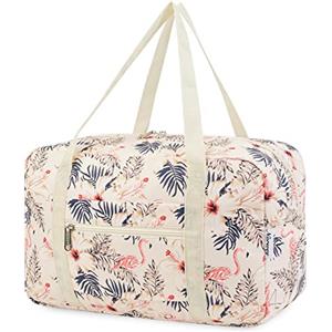 Narwey Bagaglio a Mano 40x20x25 Ryanair Borsone da Viaggio Pieghevole Borsa da Cabina Aereo Borsa Palestra Borsa Weekend (Fenicottero Beige)