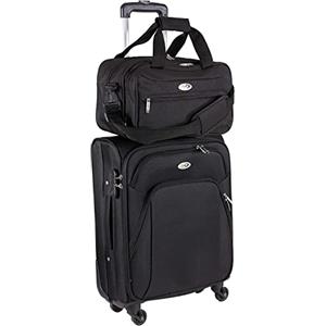 CABIN GO CABIN 5550 Set da 2 Valigie Trolley Leggero con Bagaglio a mano Borsone Piccolo Cabin Size - Trolley morbido con ruote girevoli 55x40x20 e Bagaglio a Mano 40x25x20