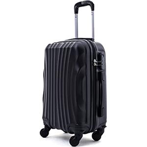 R.Leone Valigia Trolley Bagaglio a mano 55x40x20cm Rigido Ultraleggero in ABS 4 Ruote Autonome 3N (2037 55X40X20cm, Nero)