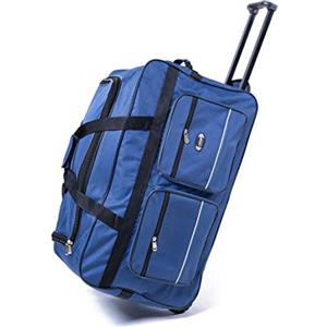 R.Leone TROLLEY BORSONE DA VIAGGIO CON 2 RUOTE RINFORZATE (Blu, 009 35x43x66cm)