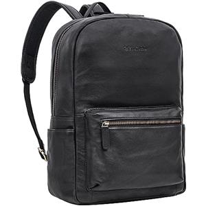 STILORD 'Quincy' Zaino con Scomparto per Laptop in Pelle Uomo Donna Zaino da Lavoro Zaino scuola grande Zaino Uni Vintage, Colore:nero