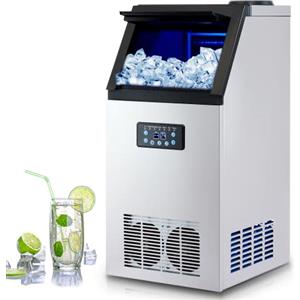 Wilprep 480W Macchina per Ghiaccio Commerciale 59kg/24h Fabbricatore Ghiaccio con Schermo LCD Macchina Ghiaccio in Acciaio Inossidabile per Casa, Ufficio, Ristorante, Bar, Caffetteria (36 Pezzi)