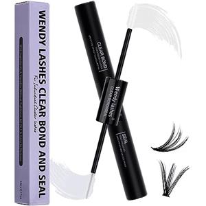 WENDY LASHES Colla per Ciglia Extension Cluster Chiaro Lash Bond and Seal Lunga Durata 48-72 Ore Tenuta Forte Ciglia Finte Ciuffetti con Colla Mascara Personale a Casa(10ml)