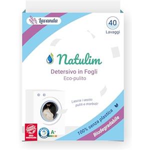 Natulim - Detersivo a strisce per lavatrice (40 lavaggi) - Include effetto morbidi, ecologico, anallergico, Zero Waste, Made in EU - Strofinaccio pulito e morbido senza sporcare il pianeta (Lavanda)