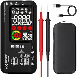 BSIDE Multimetro Digitale Intelligente a Doppia Alimentazione Tester Elettricista con Termometro IR 9999 Conteggi Tester Diodi Luci LED Capacità Voltmetro Amperometro per LED Automotive Elettronica