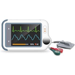 ViATOM Checkme Lite Plus ECG Portatile Professionale con Pulsossimetro, Registrazione Simultanea di 20s ECG e SpO2, Bluetooth Saturimetro Da Dito per Neonati per Applicazioni iOS e Android