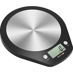 ACCUWEIGHT Bilancia da cucina digitale 203, per alimenti o posta, elettronica in acciaio inossidabile, funzione di misurazione del liquido in ml e fl. oz., 5000 g, incrementi di 0,1 once o 1 g