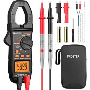 Proster Pinza Amperometrica Digitale Professionale TRMS 6000count 800A Pinza Amperometrica AC DC con Alligator Clip con Tensione NCV Continuità Capacità Resistenza Diodo di Frequenza LPF LOZ Test