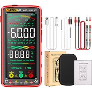 HUIOP Multimetro digitale HUIOP 682 6000 Conta Ampio multimetro digitale LCD Misuratore universale ricaricabile intelligente anti-ustione VA Schermo inverso Tester NCV con torcia elettrica per tensione Corr