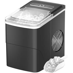 Vpcok Direct Macchina Ghiaccio 12KG/24h, 2.2L Macchina del Ghiaccio Casa Professionale, S/L Dimensioni, Pronto in 6-9 Minuti, Silenzioso, Ice Maker per Casa/Bar, Nero