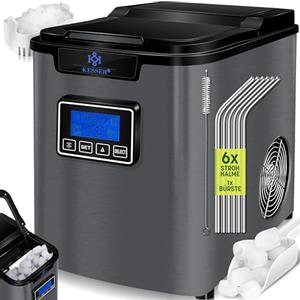 KESSER® Macchina del Ghiaccio | Macchina per Il Ghiaccio in Acciaio Inox | 150W Macchina per Il Ghiaccio | 12 kg 24 h | Cubetti di 3 Dimensioni | Serbatoio dell'Acqua da 2,2 Litri