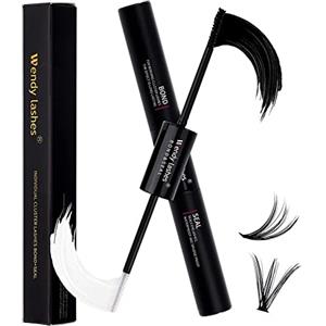 WENDY LASHES Lash Bond and Seal,Colla per Ciglia Extension Cluster Lashes Colla Lunga Durata 48-72 Ore Tenuta Forte Ciglia Finte Ciuffetti con Colla Mascara Personale a Casa WENDY LASHES(5ml+5ml)