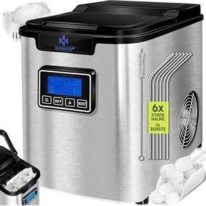 KESSER® Macchina del Ghiaccio | Macchina per Il Ghiaccio in Acciaio Inox | 150W Macchina per Il Ghiaccio | 12 kg 24 h | Cubetti di 3 Dimensioni | Serbatoio dell'Acqua da 2,2 Litri